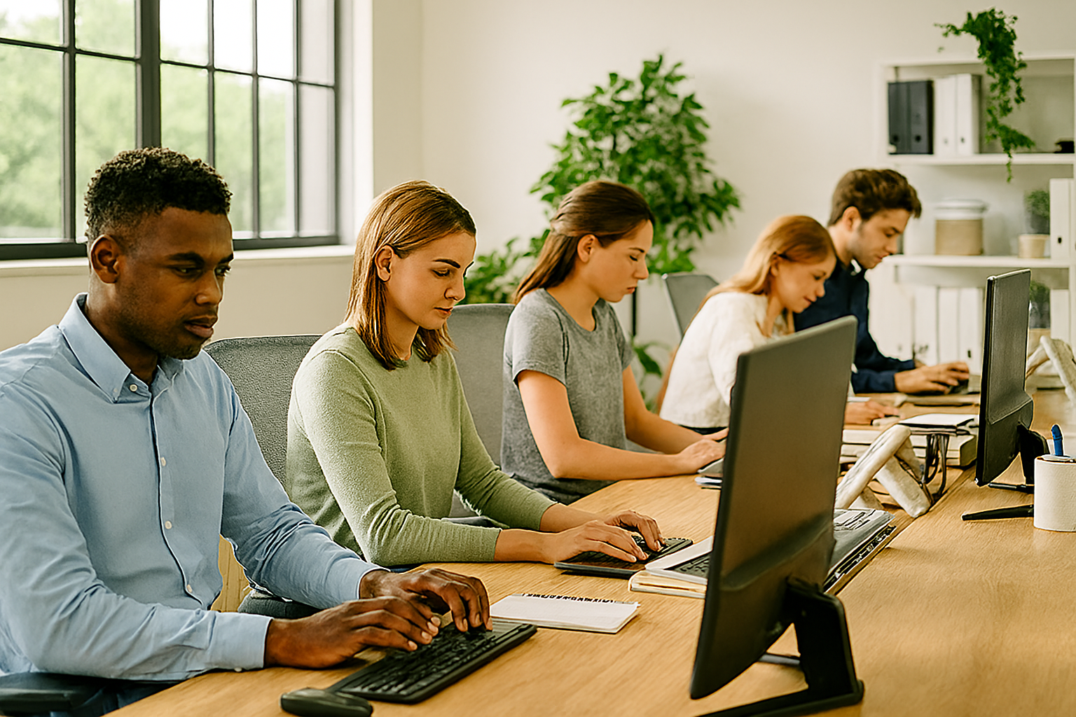 Office with people working hard